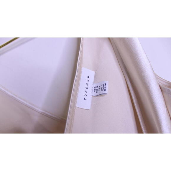 Topshop Cream Satin Sleeveless Wrap Blouse - 6 - Picture 4 of 5
